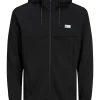 JACK & JONES Air sweat zip hood regular fit, heren sweatvest katoenmengsel met capuchon, zwart