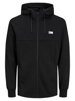 JACK & JONES Air sweat zip hood regular fit, heren sweatvest katoenmengsel met capuchon, zwart