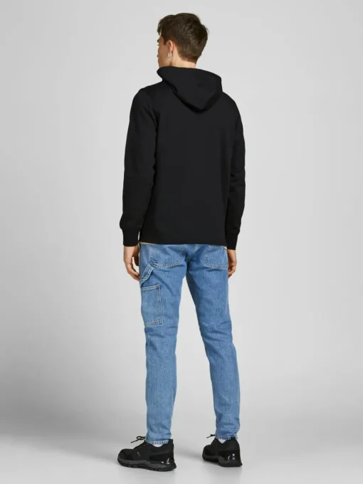 JACK & JONES Air sweat zip hood regular fit, heren sweatvest katoenmengsel met capuchon, zwart