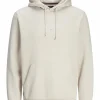 JACK & JONES Arie sweat hood slim fit, heren hoodie katoenmengsel met capuchon, beige