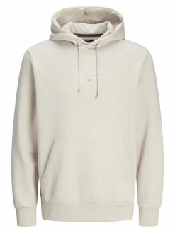 JACK & JONES Arie sweat hood slim fit, heren hoodie katoenmengsel met capuchon, beige