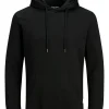 JACK & JONES Basic sweat hood regular fit, heren hoodie katoenmengsel met capuchon, zwart