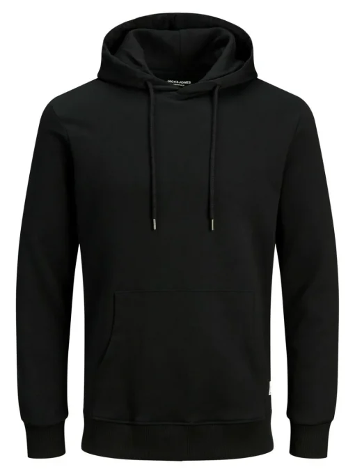 JACK & JONES Basic sweat hood regular fit, heren hoodie katoenmengsel met capuchon, zwart