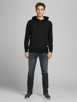 JACK & JONES Basic sweat hood regular fit, heren hoodie katoenmengsel met capuchon, zwart