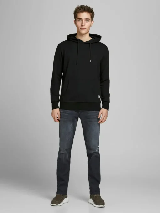 JACK & JONES Basic sweat hood regular fit, heren hoodie katoenmengsel met capuchon, zwart