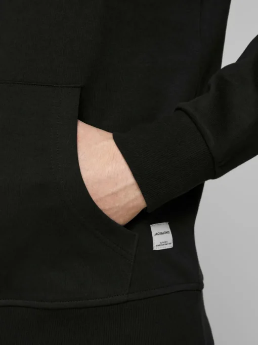 JACK & JONES Basic sweat hood regular fit, heren hoodie katoenmengsel met capuchon, zwart