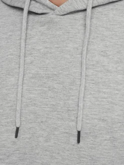 JACK & JONES Basic sweat hood regular fit, heren hoodie katoenmengsel met capuchon, lichtgrijs melange