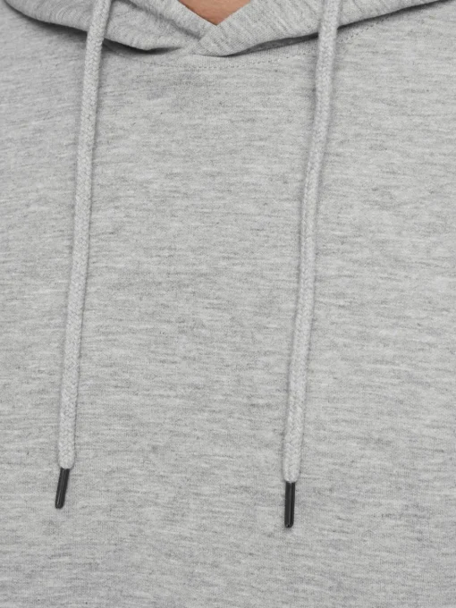 JACK & JONES Basic sweat hood regular fit, heren hoodie katoenmengsel met capuchon, lichtgrijs melange