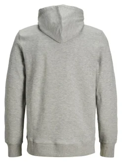 JACK & JONES Basic sweat hood regular fit, heren hoodie katoenmengsel met capuchon, lichtgrijs melange
