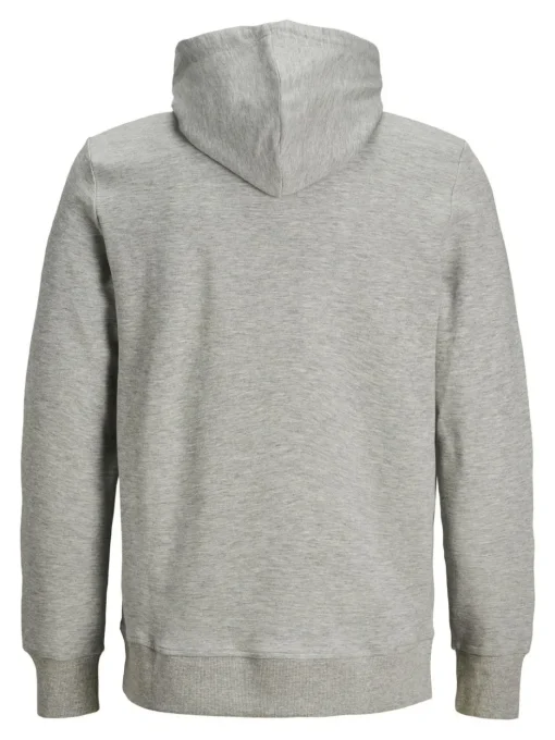 JACK & JONES Basic sweat hood regular fit, heren hoodie katoenmengsel met capuchon, lichtgrijs melange