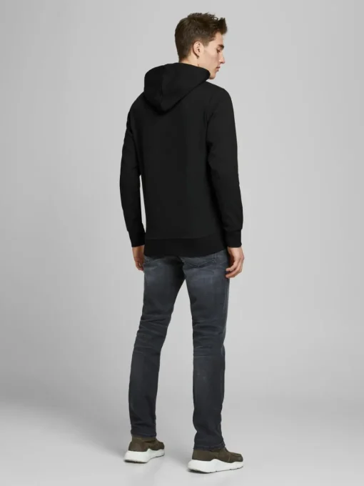 JACK & JONES Basic sweat hood regular fit, heren hoodie katoenmengsel met capuchon, zwart
