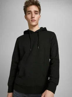 JACK & JONES Basic sweat hood regular fit, heren hoodie katoenmengsel met capuchon, zwart