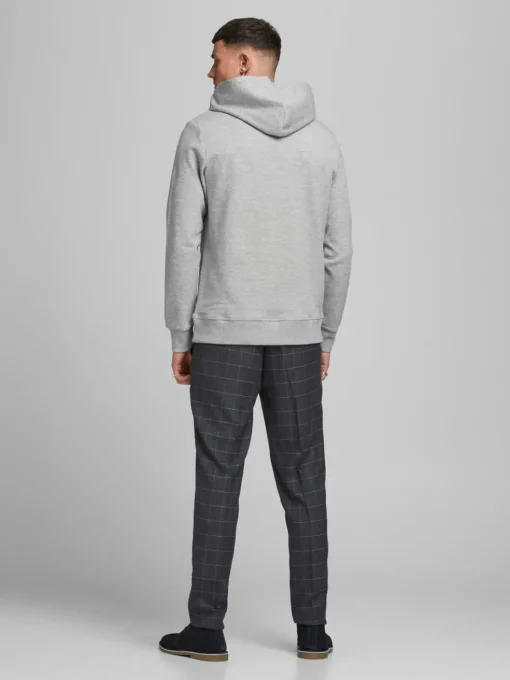JACK & JONES Basic sweat hood regular fit, heren hoodie katoenmengsel met capuchon, lichtgrijs melange