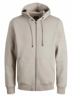 JACK & JONES Bradley sweat zip hood regular fit, heren sweatvest katoenmengsel met capuchon, beige