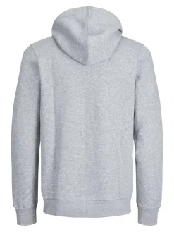 JACK & JONES Bradley sweat zip hood regular fit, heren sweatvest katoenmengsel met capuchon, lichtgrijs melange