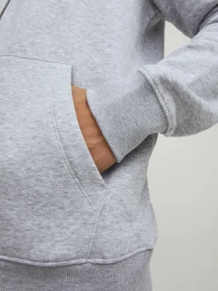 JACK & JONES Bradley sweat zip hood regular fit, heren sweatvest katoenmengsel met capuchon, lichtgrijs melange