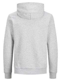 JACK & JONES Corp logo sweat hood regular fit, heren hoodie katoenmengsel met capuchon, lichtgrijs melange grote print