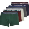 JACK & JONES Jacoliver trunks (5-pack), heren boxers normale lengte, zwart, groen, grijs, donkerrood en blauw