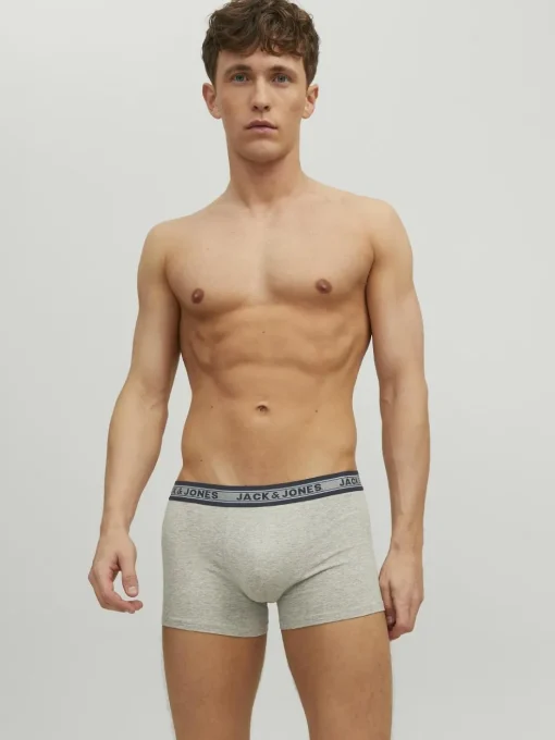 JACK & JONES Jacoliver trunks (5-pack), heren boxers normale lengte, zwart, groen, grijs, donkerrood en blauw