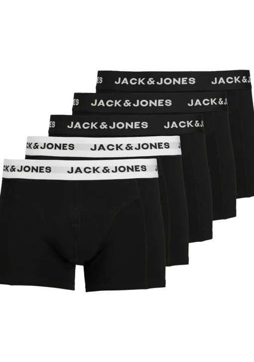 JACK & JONES Jacsolid trunks (5-pack), heren boxers normale lengte, zwart