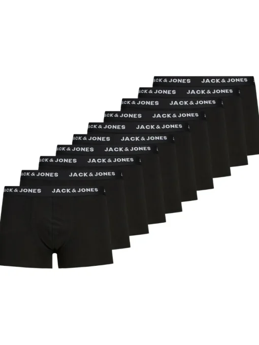 JACK & JONES Jacsolid trunks (10-pack), heren boxers normale lengte, zwart