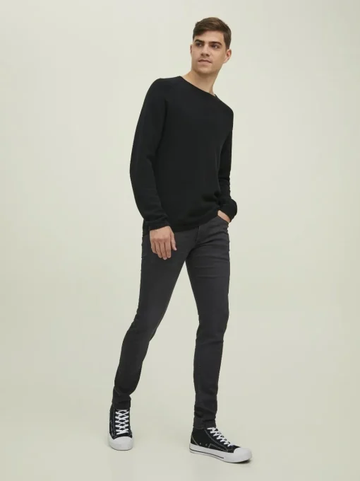 JACK & JONES Liam Evan Jos loose fit, heren jeans, zwart denim