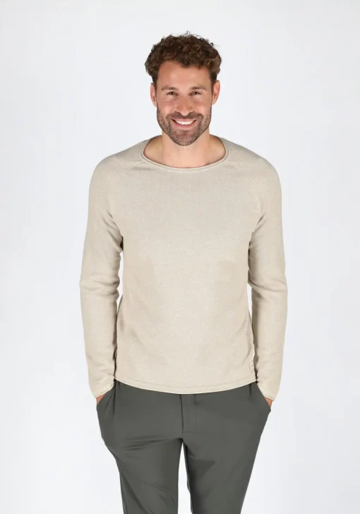 JACK & JONES slim fit trui katoen, O-hals, beige