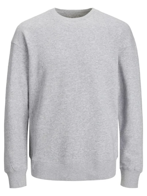 JACK & JONES Star basic sweat crew neck regular fit, heren sweatshirt katoenmengsel met O-hals, lichtgrijs melange