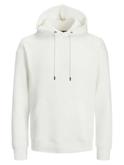 JACK & JONES Star basic sweat hood regular fit, heren hoodie katoenmengsel met capuchon, offwit