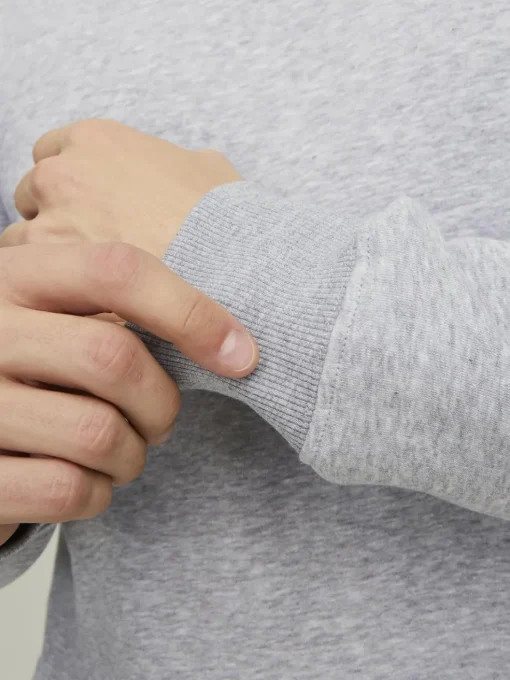 JACK & JONES Star basic sweat crew neck regular fit, heren sweatshirt katoenmengsel met O-hals, lichtgrijs melange