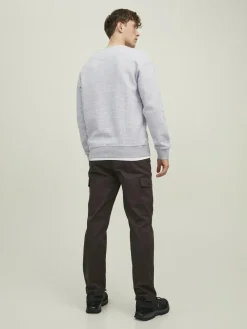 JACK & JONES Star basic sweat crew neck regular fit, heren sweatshirt katoenmengsel met O-hals, lichtgrijs melange