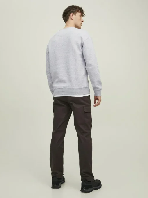 JACK & JONES Star basic sweat crew neck regular fit, heren sweatshirt katoenmengsel met O-hals, lichtgrijs melange
