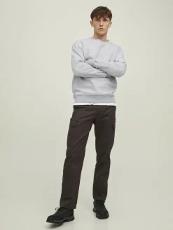 JACK & JONES Star basic sweat crew neck regular fit, heren sweatshirt katoenmengsel met O-hals, lichtgrijs melange