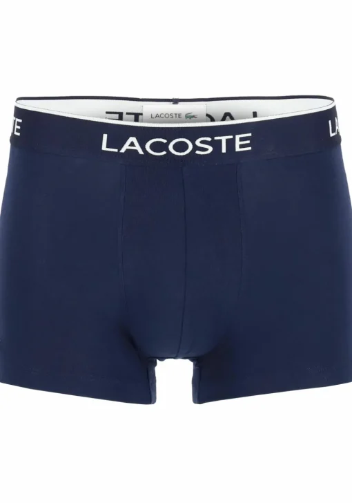 Lacoste Boxer Trunks (3-pack), heren boxers kort, blauw met gekleurde tailleband