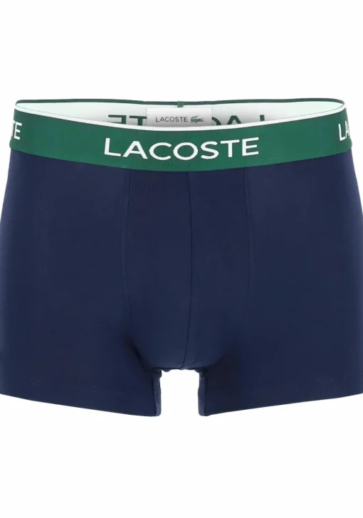 Lacoste Boxer Trunks (3-pack), heren boxers kort, blauw met gekleurde tailleband