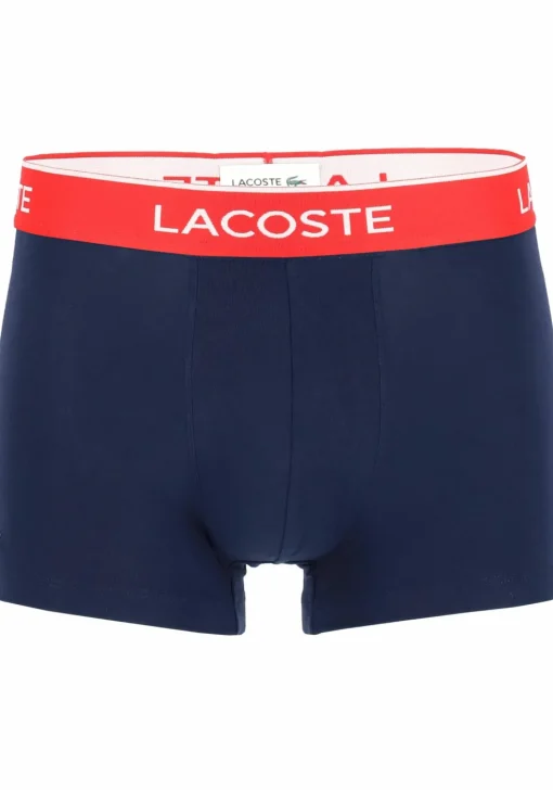 Lacoste Boxer Trunks (3-pack), heren boxers kort, blauw met gekleurde tailleband
