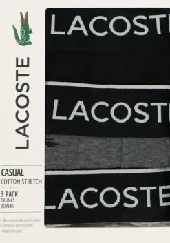 Lacoste Boxer Trunks (3-pack), heren boxers kort, grijs en antraciet met logo en uni zwart