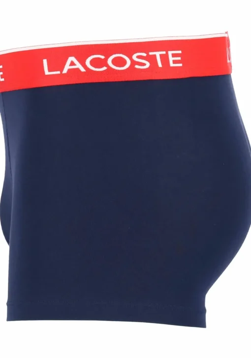 Lacoste Boxer Trunks (3-pack), heren boxers kort, blauw met gekleurde tailleband