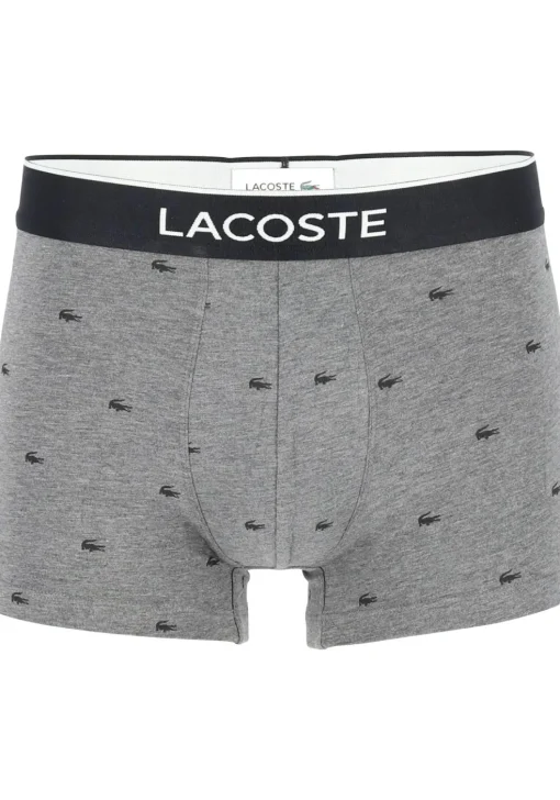 Lacoste Boxer Trunks (3-pack), heren boxers kort, grijs en antraciet met logo en uni zwart