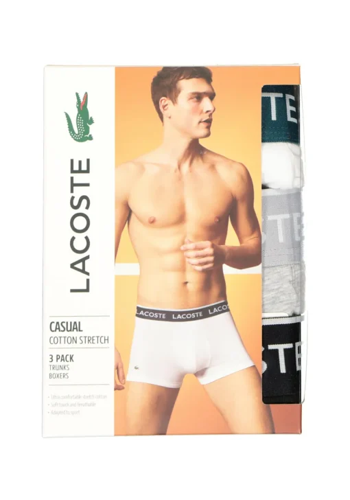 Lacoste Boxer Trunks (3-pack), heren boxers kort, zwart, wit en grijs