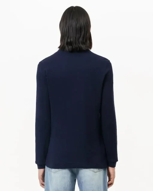 Lacoste Slim Fit polo lange mouw, navy blauw