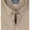 Ledub modern fit overhemd, korte mouw, beige tricot