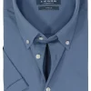 Ledub modern fit overhemd, korte mouw, lichtblauw tricot