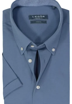 Ledub modern fit overhemd, korte mouw, lichtblauw tricot