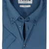 Ledub modern fit overhemd, korte mouw, popeline, middenblauw
