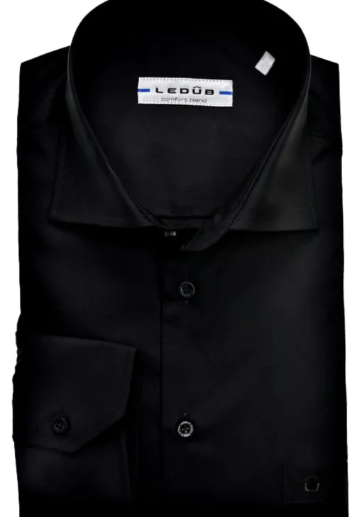 Ledub modern fit overhemd, zwart