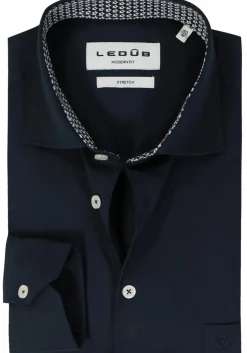 Ledub modern fit overhemd, popeline, donkerblauw