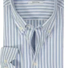 Ledub modern fit overhemd, popeline, middenblauw gestreept