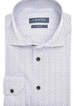 Ledub modern fit overhemd, popeline, lichtblauw dessin