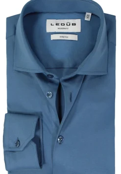 Ledub modern fit overhemd, popeline, middenblauw